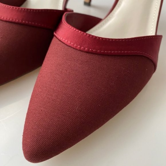Women's High Heels Closed Toe Kitten Heel - Wine Size 9 - Picture 2 of 8